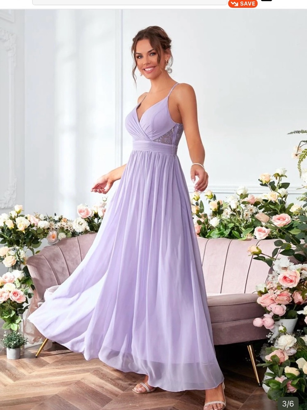 Light purple /Lavender Neck Spaghetti Strap Maxi Dress
